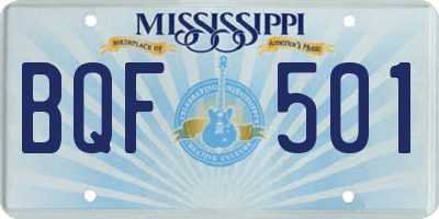 MS license plate BQF501
