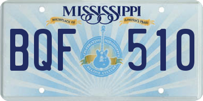 MS license plate BQF510