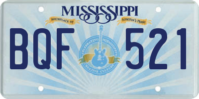 MS license plate BQF521