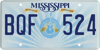 MS license plate BQF524