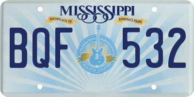 MS license plate BQF532