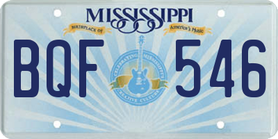 MS license plate BQF546
