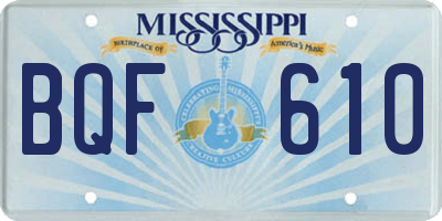 MS license plate BQF610