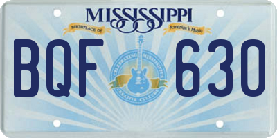 MS license plate BQF630