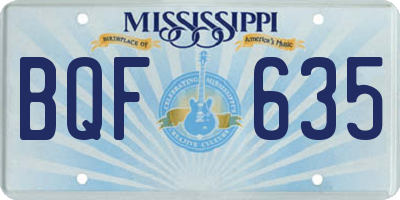 MS license plate BQF635