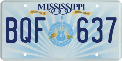 MS license plate BQF637