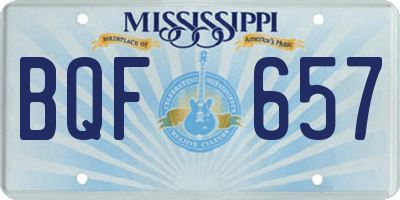 MS license plate BQF657