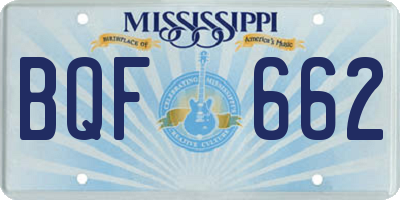 MS license plate BQF662
