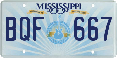 MS license plate BQF667