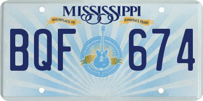 MS license plate BQF674