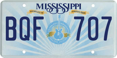 MS license plate BQF707