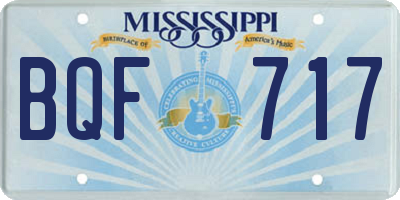 MS license plate BQF717