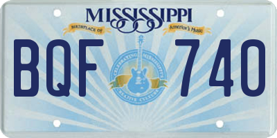 MS license plate BQF740