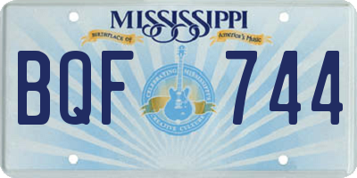 MS license plate BQF744