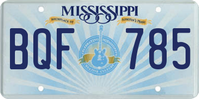 MS license plate BQF785