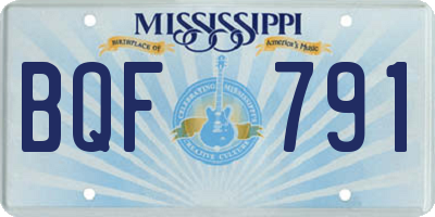 MS license plate BQF791