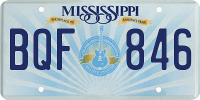 MS license plate BQF846