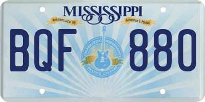 MS license plate BQF880