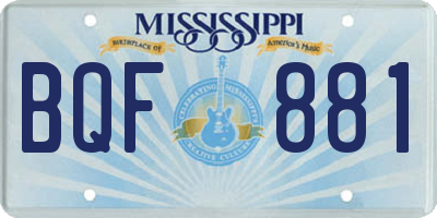 MS license plate BQF881