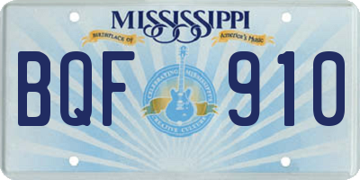 MS license plate BQF910