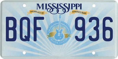 MS license plate BQF936