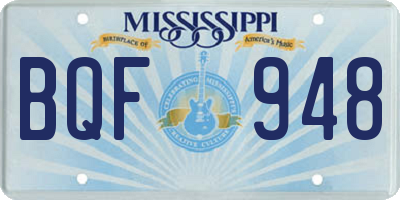 MS license plate BQF948
