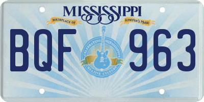 MS license plate BQF963