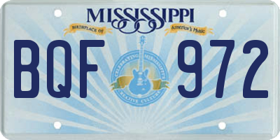 MS license plate BQF972
