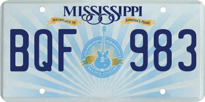 MS license plate BQF983