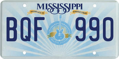MS license plate BQF990