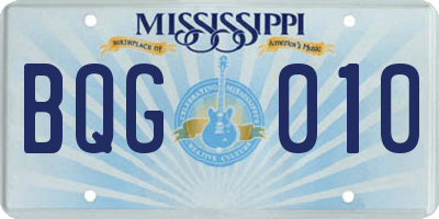 MS license plate BQG010