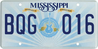 MS license plate BQG016