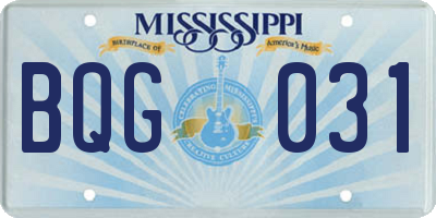 MS license plate BQG031