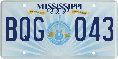 MS license plate BQG043