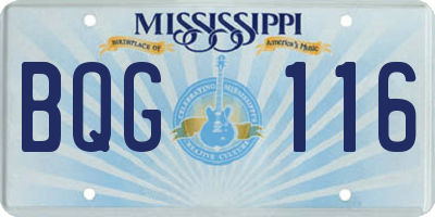 MS license plate BQG116