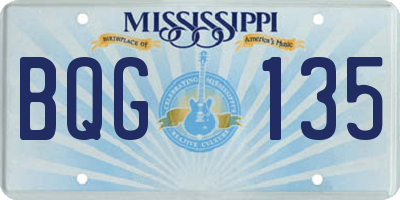 MS license plate BQG135