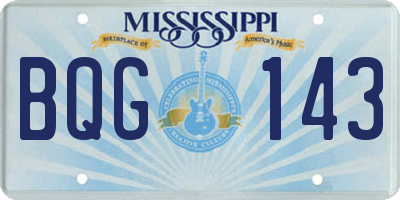 MS license plate BQG143