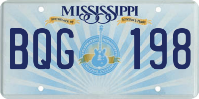MS license plate BQG198