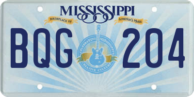 MS license plate BQG204