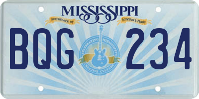 MS license plate BQG234