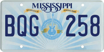 MS license plate BQG258