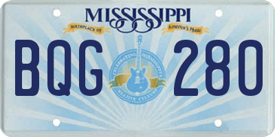 MS license plate BQG280