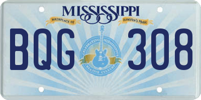 MS license plate BQG308