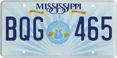 MS license plate BQG465