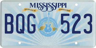 MS license plate BQG523