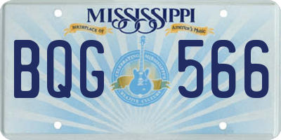 MS license plate BQG566