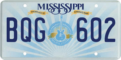 MS license plate BQG602