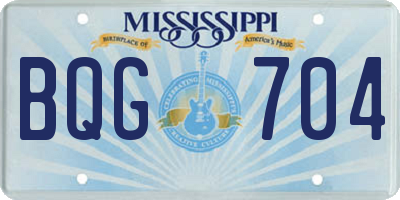 MS license plate BQG704