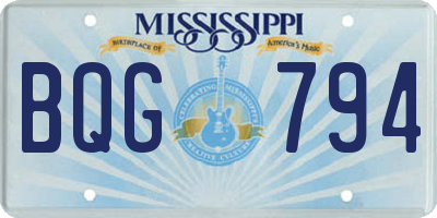MS license plate BQG794