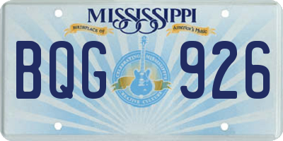 MS license plate BQG926